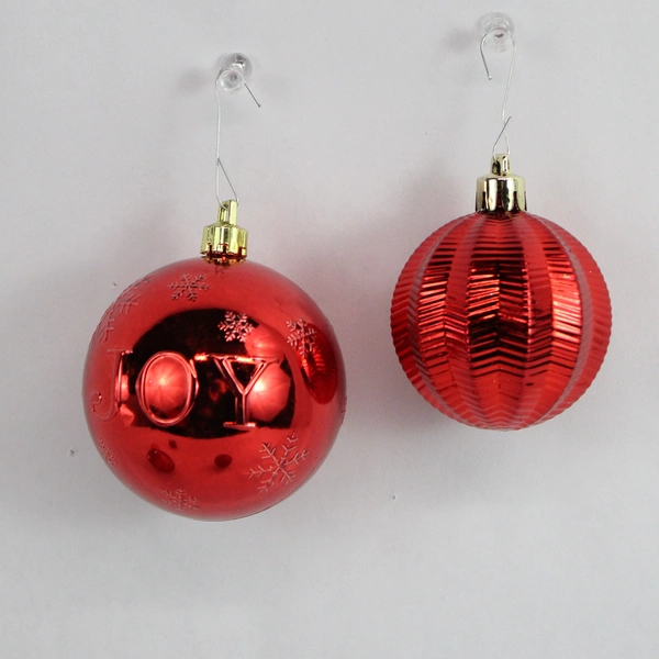Lot Of 6 Random Red Ball Christmas Ornaments