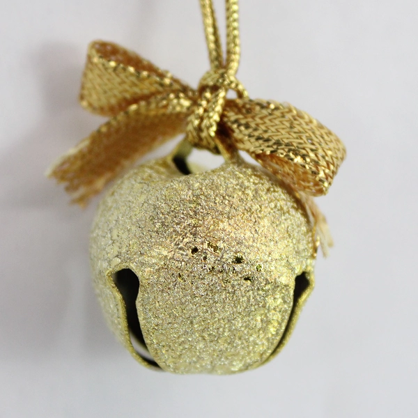 Set Of 8 Gold Glitter Metal Christmas Jingle Bells