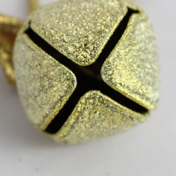 Set Of 8 Gold Glitter Metal Christmas Jingle Bells