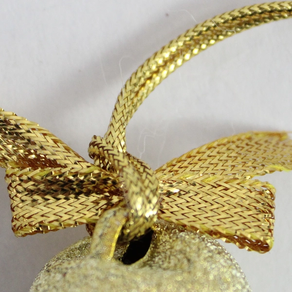 Set Of 8 Gold Glitter Metal Christmas Jingle Bells