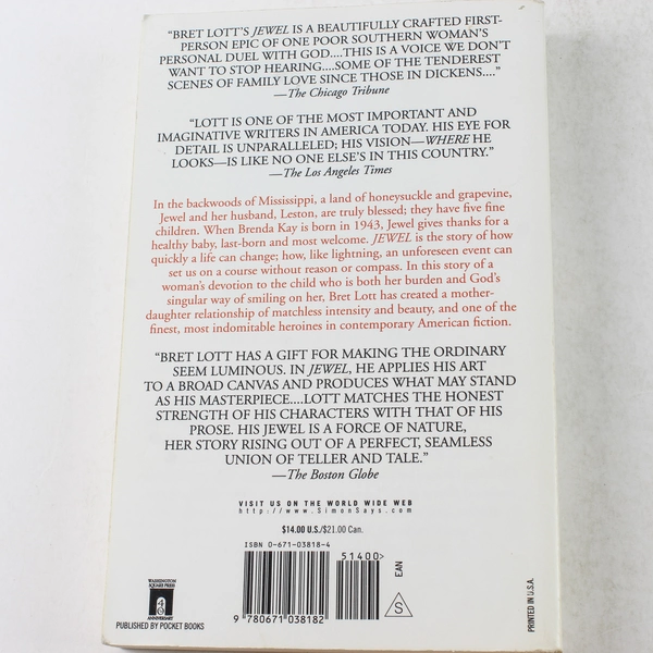 Jewel by Bret Lott 1991 Paperback - Good Condition, Washington Square Press