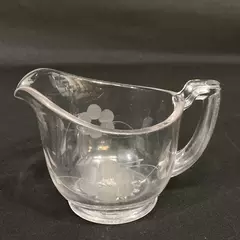 Vintage Etched Floral Glass Creamer 4.5" Elegant Serveware - Good Condition