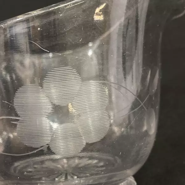 Vintage Etched Floral Glass Creamer 4.5" Elegant Serveware - Good Condition