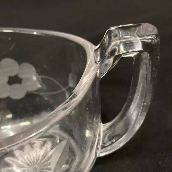 Vintage Etched Floral Glass Creamer 4.5" Elegant Serveware - Good Condition