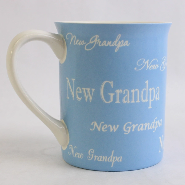 Baby Gund New Grandpa Stoneware Coffee Mug 16oz Light Blue & White