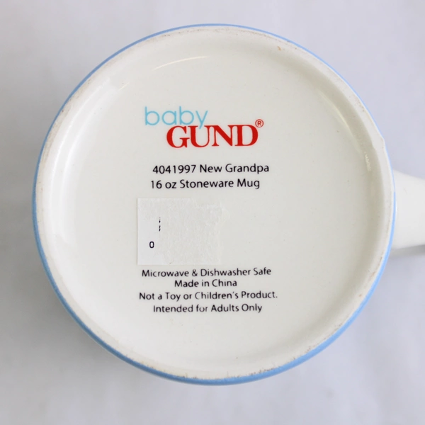 Baby Gund New Grandpa Stoneware Coffee Mug 16oz Light Blue & White