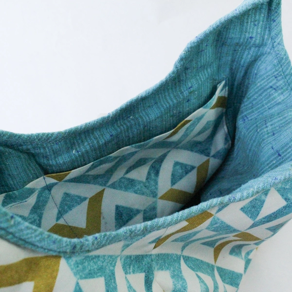 Reversible Teal Gold Tote Bag Washable Handmade Packable 