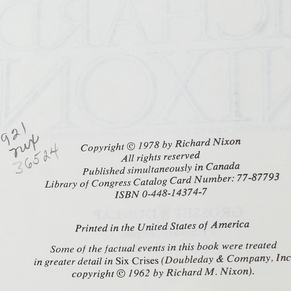 The Memoirs of Richard Nixon 1978 HC Grosset & Dunlap Pre-Owned Book