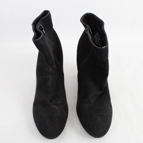 Report Sierra Black Heeled Ankle Boots Booties w/ Embroidery Suede Women's 11