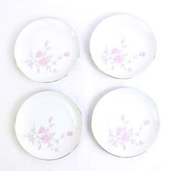 Set of 4 Marietta by Milady Fine China 6.5" Bread Plates Pink Rose Design