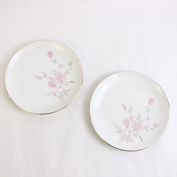 Set of 4 Marietta by Milady Fine China 6.5" Bread Plates Pink Rose Design