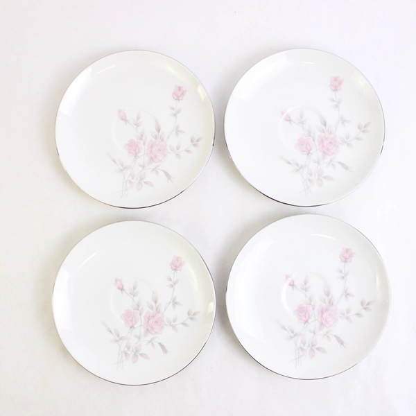Set of 4 Marietta Milady Fine China Teacups & Saucers Pink Rose Design