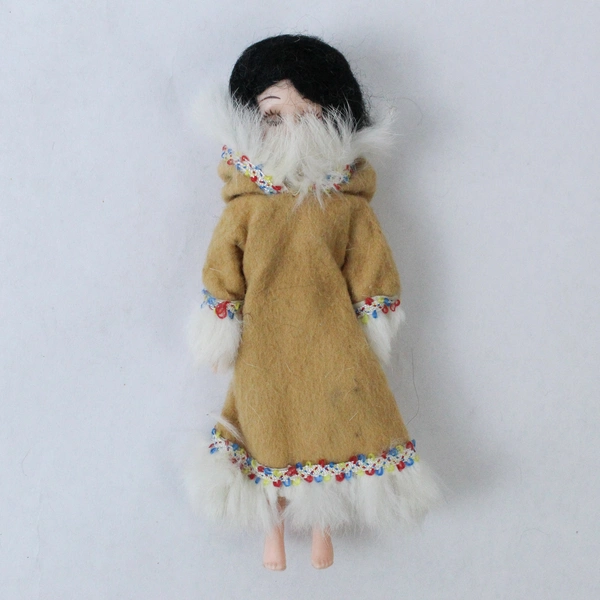 Vintage ARCO Eskimo Doll 7.5" Collectible with Closeable Eyes, Wear & Stains