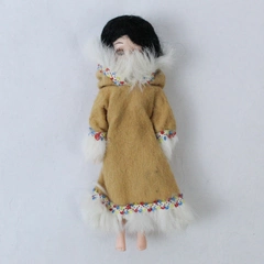 Vintage ARCO Eskimo Doll 7.5" Collectible with Closeable Eyes, Wear & Stains