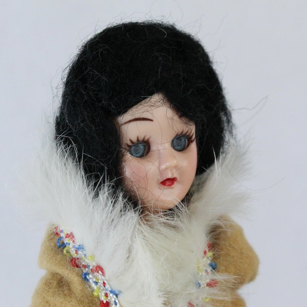 Vintage ARCO Eskimo Doll 7.5" Collectible with Closeable Eyes, Wear & Stains