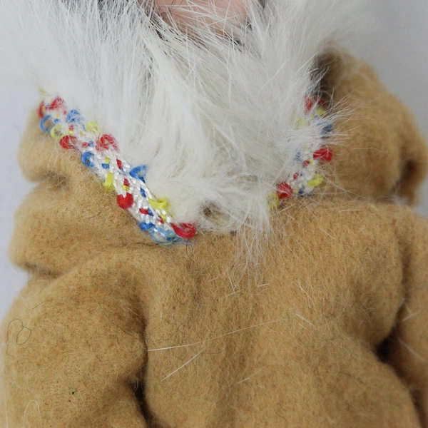 Vintage ARCO Eskimo Doll 7.5" Collectible with Closeable Eyes, Wear & Stains
