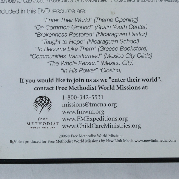 Enter Their World DVD 2006 Free Methodist Missions Good Pre-Owned Condition