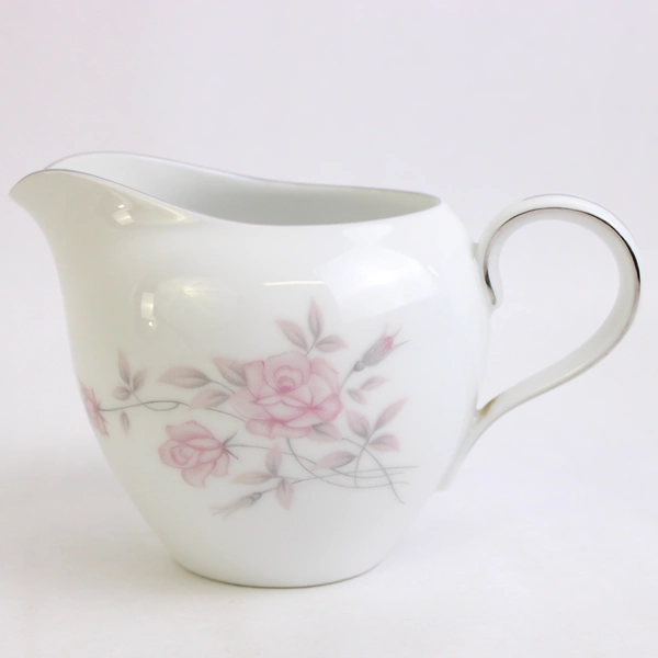 7 Piece Marietta Milady Fine China Teacups Saucers & Creamer Pink Rose Set