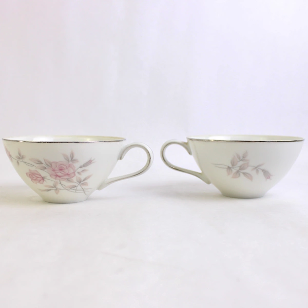 7 Piece Marietta Milady Fine China Teacups Saucers & Creamer Pink Rose Set