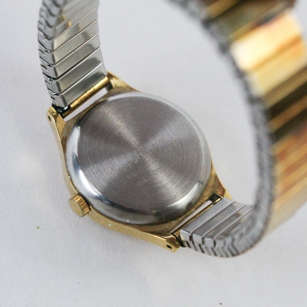 Vtg Lorus Calendar Wristwatch Retro Women's Gold Stainless Steel Analog Quartz