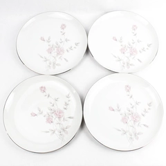 Set of 4 Marietta by Milady Fine China Dinner Plates Pink Rose 10.25"