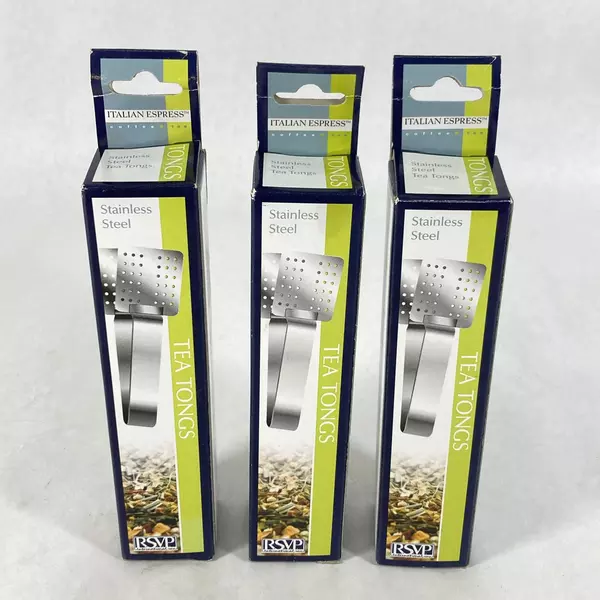 Set of 3 RSVP Italian Express Stainless Steel Tea Bag Tongs