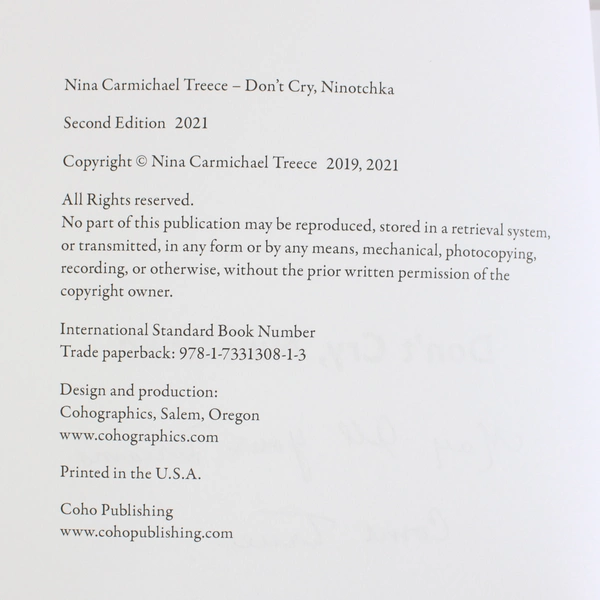 Don't Cry Ninotchka by Nina Carmichael Treece 2021 2nd Edition Signed Paperback