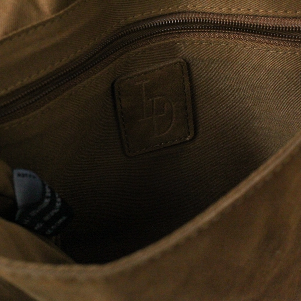 LD Luxury Divas Brown Faux Suede Crossbody Bag Purse Gold Chain