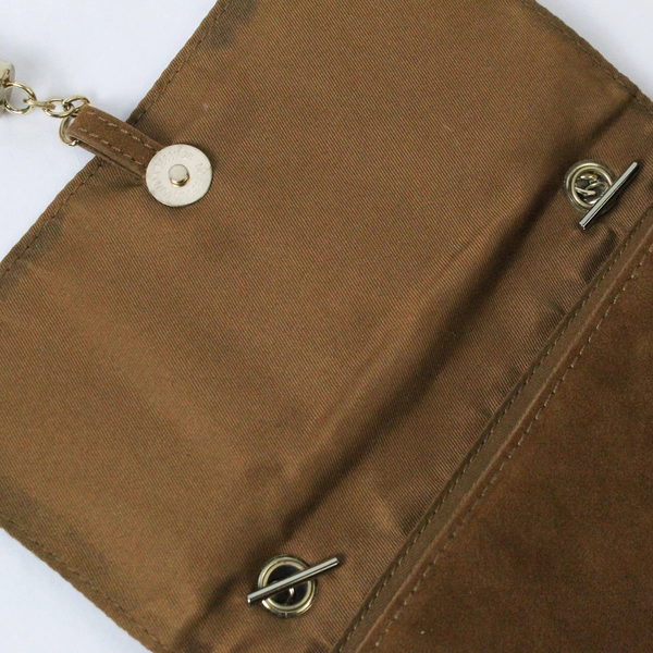 LD Luxury Divas Brown Faux Suede Crossbody Bag Purse Gold Chain