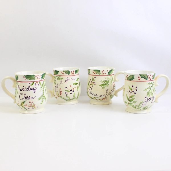 Vintage Capriware 8-Piece Hand Painted Dessert Dishware Set Holiday Christmas