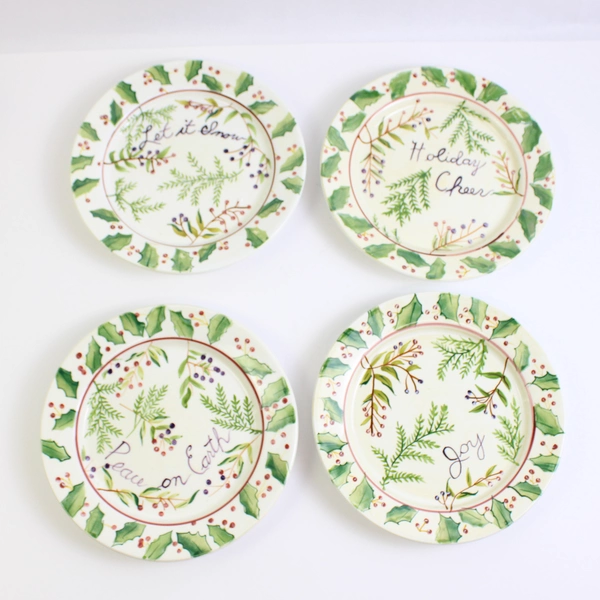 Vintage Capriware 8-Piece Hand Painted Dessert Dishware Set Holiday Christmas