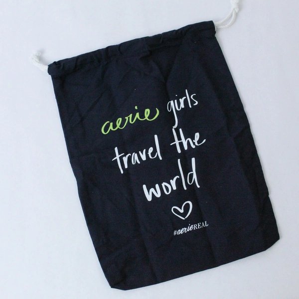 Aerie Girls Travel The World Drawstring Shoe Bag Packable Gym Yoga Aerie Real