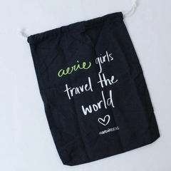Aerie Girls Travel The World Drawstring Shoe Bag Packable Gym Yoga Aerie Real