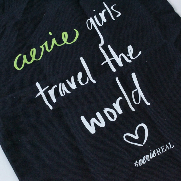 Aerie Girls Travel The World Drawstring Shoe Bag Packable Gym Yoga Aerie Real