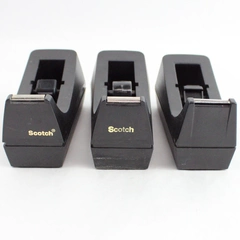 Lot of 3 Black Scotch Desk Tape Dispensers Model C-38 for 3M 1 Inch Wide Tape