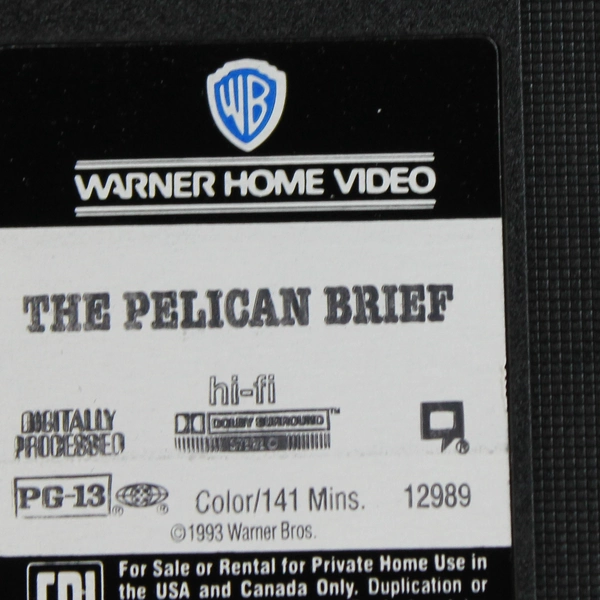 The Pelican Brief VHS 1994 Warner Home Video