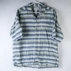 Vtg Columbia Sportswear Men's Woven Button Up Size L Tropical Blue Yellow India
