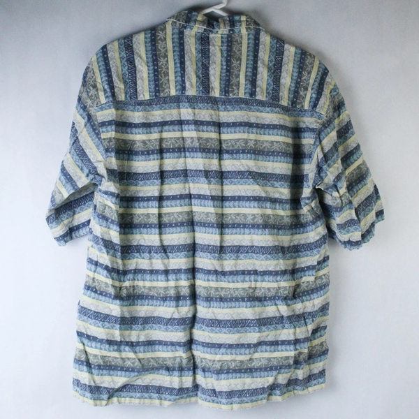 Vtg Columbia Sportswear Men's Woven Button Up Size L Tropical Blue Yellow India