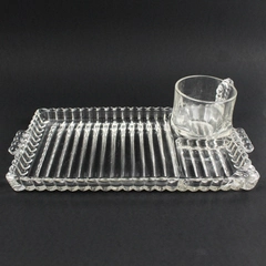 Vintage Hazel-Atlas Orchard Snack Sip & Smoke Glass Tray and Cup