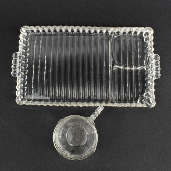 Vintage Hazel-Atlas Orchard Snack Sip & Smoke Glass Tray and Cup