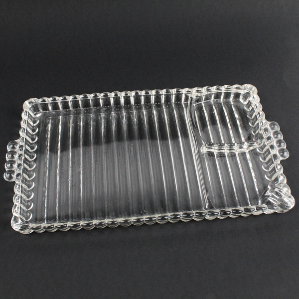 Vintage Hazel-Atlas Orchard Snack Sip & Smoke Glass Tray and Cup