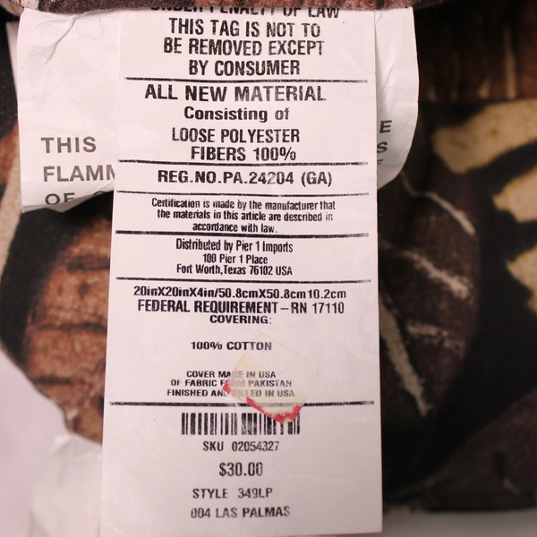 Set Of 2 Fashion Pillows Inc Las Palmas Seat/Chair Cushion 20" x 20" x 4"