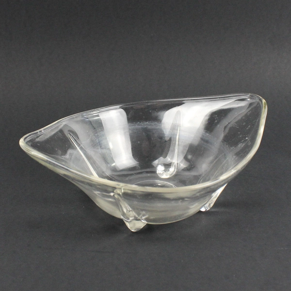VTG Anchor Hocking Clear Glass Bowl with Teardrop Feet MCM Mid Century Modern