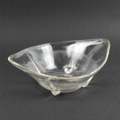 VTG Anchor Hocking Clear Glass Bowl with Teardrop Feet MCM Mid Century Modern