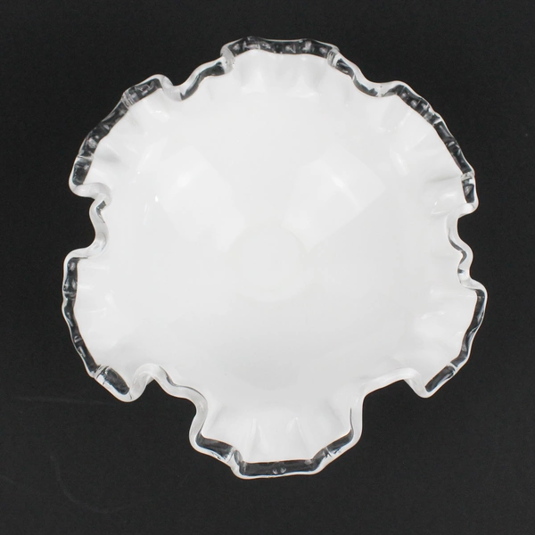 Vintage Fenton Silver Crest Milk Glass Pedestal Candy Dish 4" Tall 7" Wide