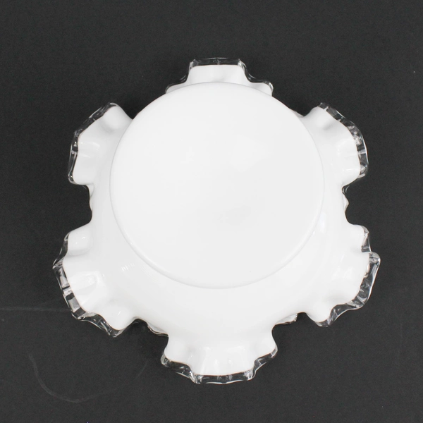 Vintage Fenton Silver Crest Milk Glass Pedestal Candy Dish 4" Tall 7" Wide