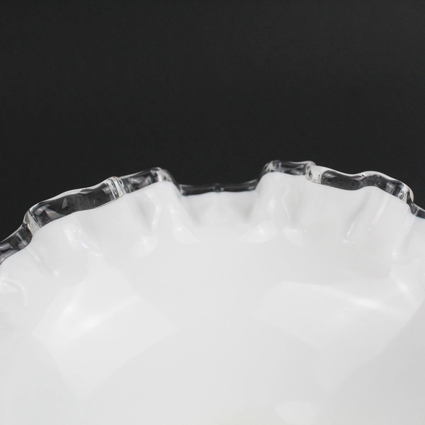 Vintage Fenton Silver Crest Milk Glass Pedestal Candy Dish 4" Tall 7" Wide