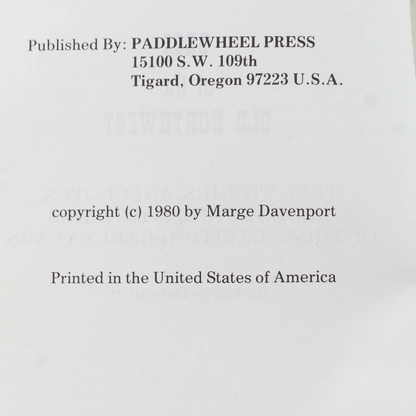 Best of the Old Northwest by Marge Davenport 1980 PB Legends & Mysteries