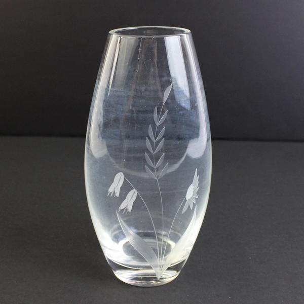 7 Inch Etched Floral Crystal Vase Decorative Collectible Vintage Style