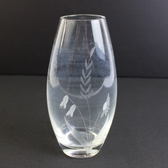 7 Inch Etched Floral Crystal Vase Decorative Collectible Vintage Style